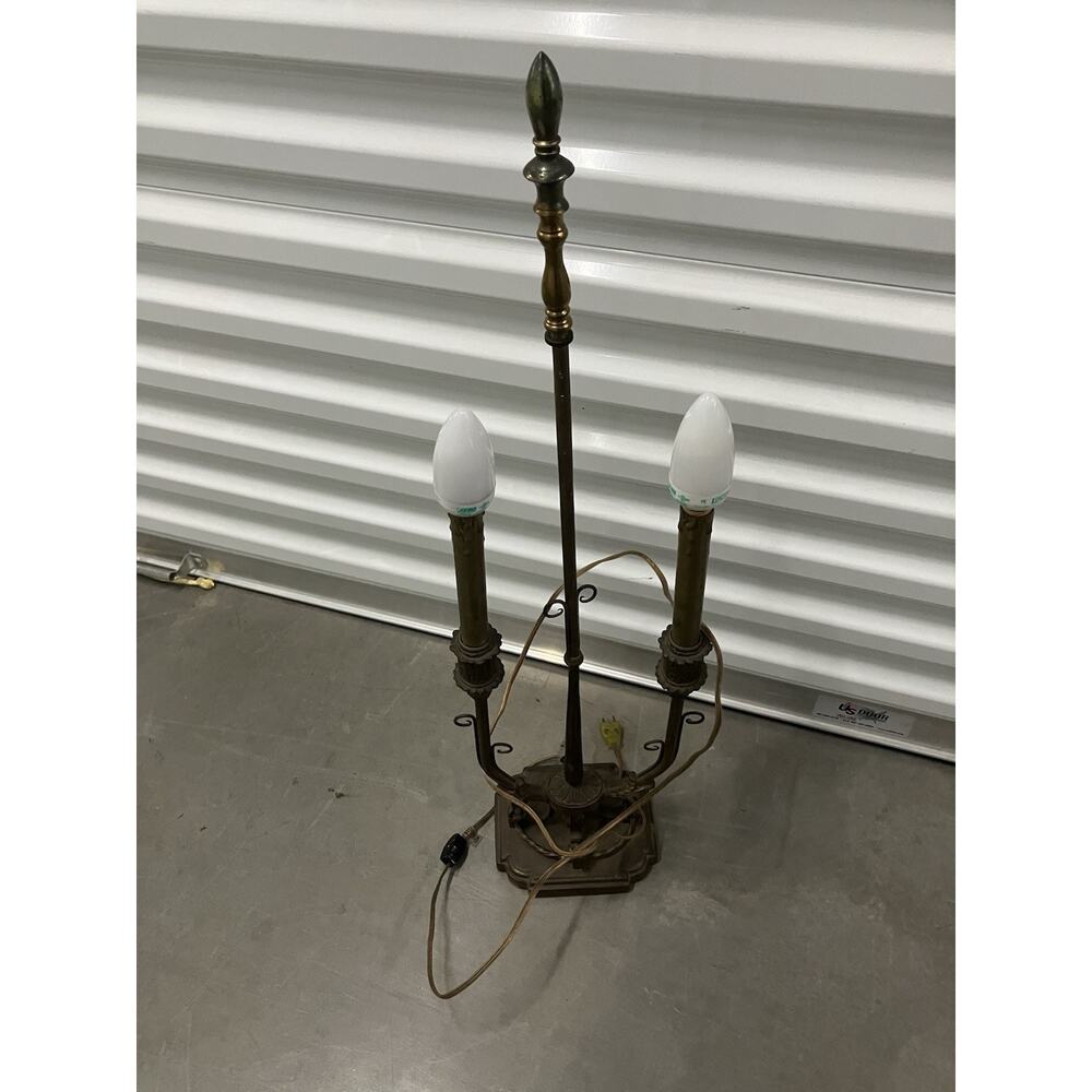 Vintage French Bouillotte Candlestick Brass Table Lamp Hollywood Regency 2ft